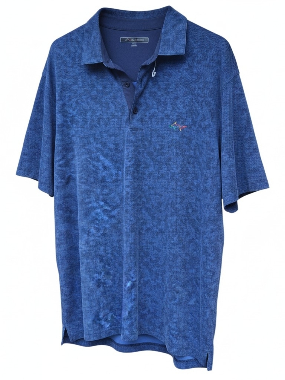 Greg Norman Polo Shirt Mens XXL Blue Shark Logo Golf Pima Cotton Blend